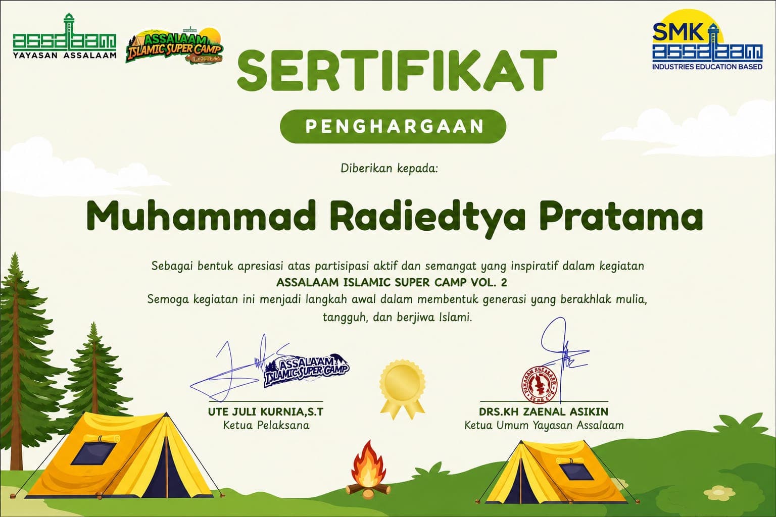 Islamic Super Camp Season 2 - Cloud Architect, issued by SMK Assalaam Bandung